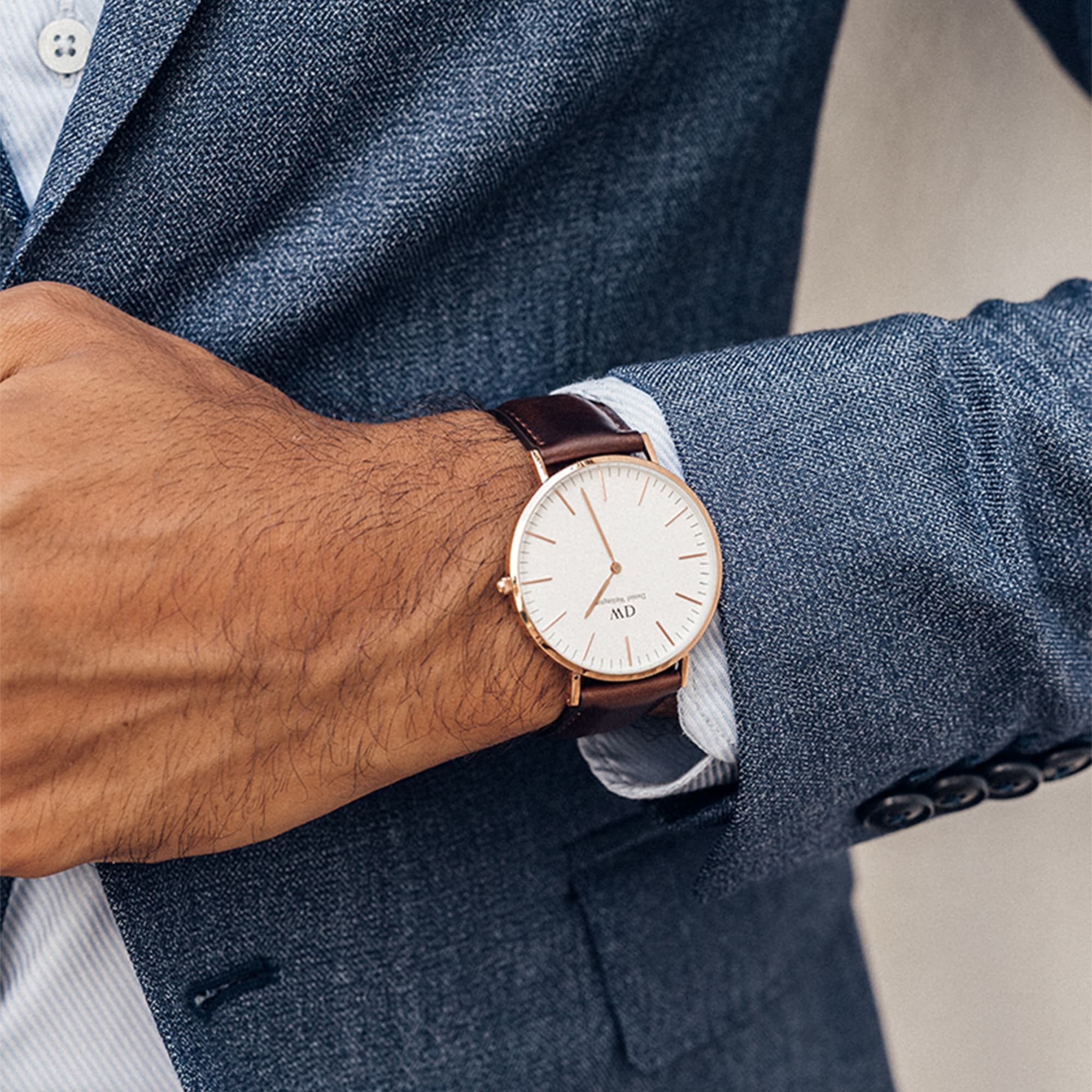 Bristol - Rose Gold watch with white dial for men | DW