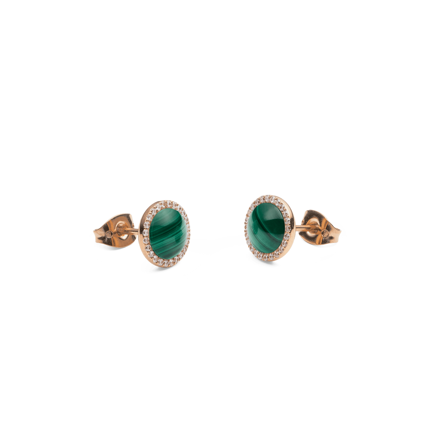 Audrey Earrings Malachite Rose Gold