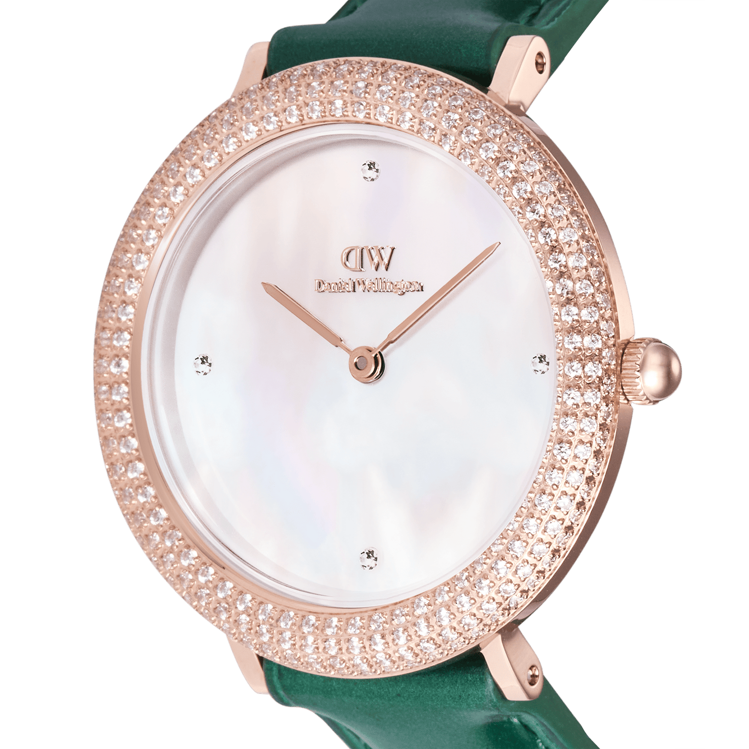 Crystalline Bezel Green Croc Rose Gold