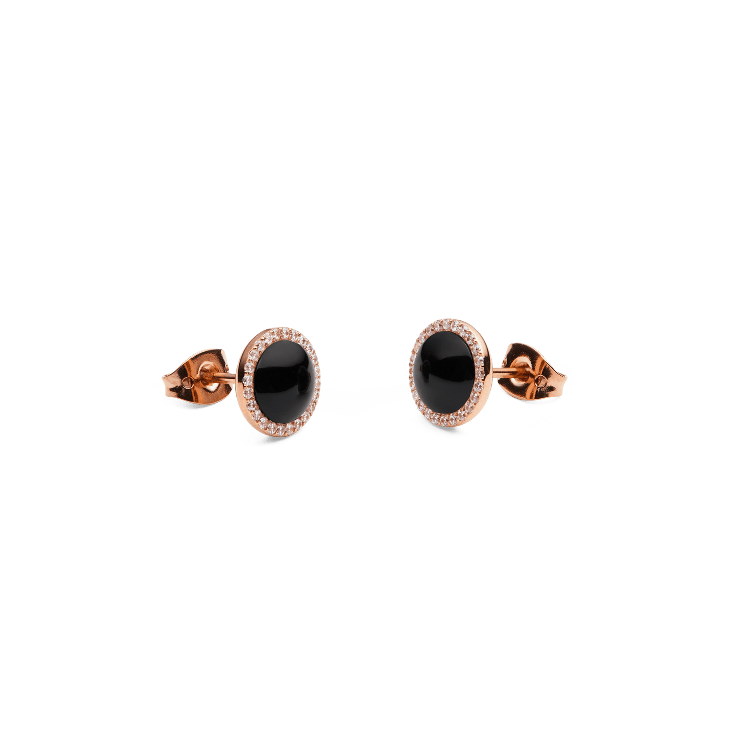 Audrey Earrings Black Agathe Rose Gold