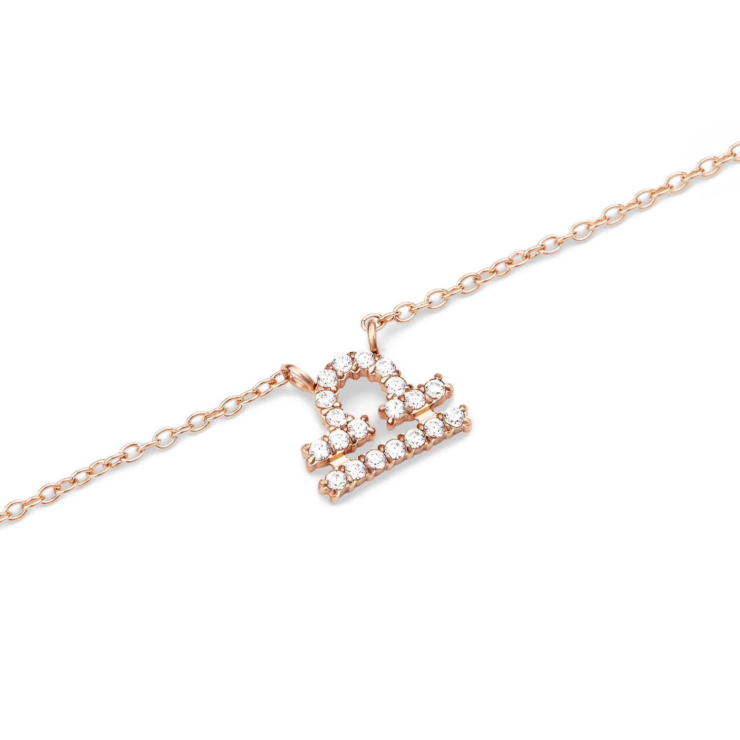 Crystal Zodiac Chain Necklace Rose Gold